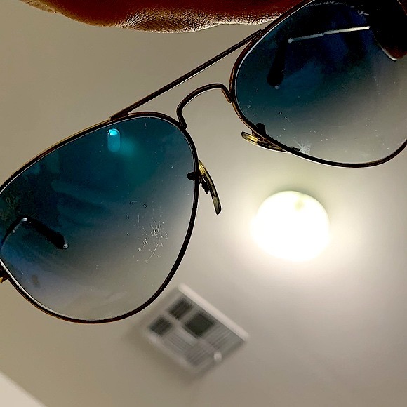 Ray-Ban aviator sunglasses blue ombré gradient lenses gold hardware - Picture 5 of 5